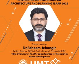 3.9 Invited lecture at the first International Symposium, UMT Lahore on RASTA & the Housing Sector, 31 March 2022